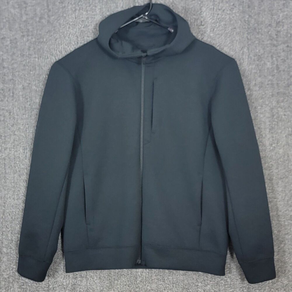 Uniqlo Jacket Mens Medium Black Stretch Dry Sweat Full Zip Long Sleeve Hoodie